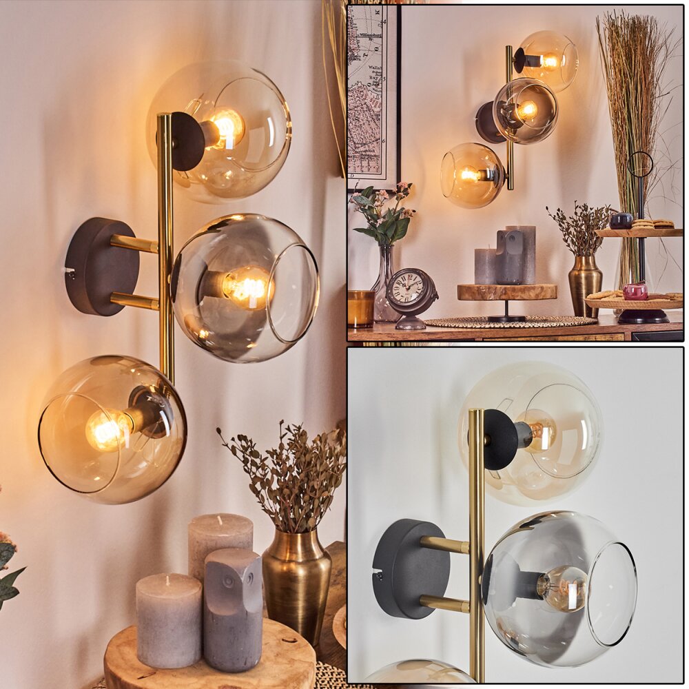Koyoto Luminarias esféricas, Apliques dorado, Negro, 3 luces main product photo