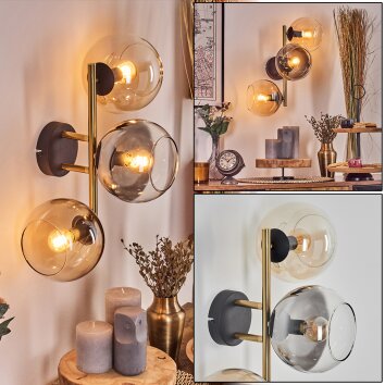 Koyoto Luminarias esféricas, Apliques dorado, Negro, 3 luces