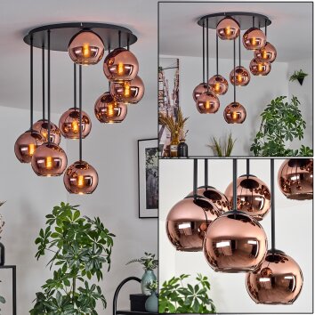 Koyoto Plafones, Luminarias esféricas Color cobre, 9 luces