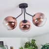 Koyoto Plafones, Luminarias esféricas Transparente, Color cobre, 3 luces