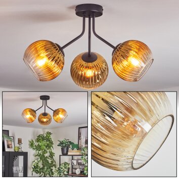 Koyoto Plafones, Luminarias esféricas dorado, Transparente, 3 luces