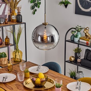 Koyoto Lámparas suspendidas, Luminarias esféricas, Lámparas colgantes dorado, Negro, 1 luz
