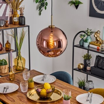 Koyoto Lámparas suspendidas, Luminarias esféricas, Lámparas colgantes dorado, Negro, 1 luz