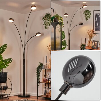 Nikkala Lámpara de pie Cromo, Negro, 3 luces