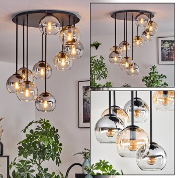 Koyoto Plafones, Luminarias esféricas Colores ámbar, Transparente, Ahumado, 9 luces