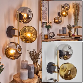 Ripoll Luminarias esféricas, Apliques dorado, Negro, 3 luces Ripoll Luminarias esféricas, Apliques dorado, Negro, 3 luces