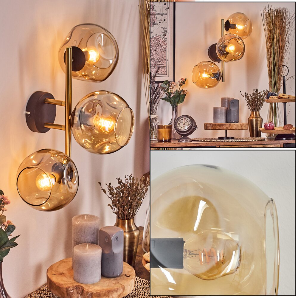 Gastor Luminarias esféricas, Apliques dorado, Negro, 3 luces main product photo