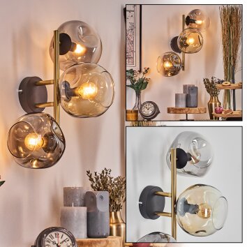 Ripoll Luminarias esféricas, Apliques dorado, Negro, 3 luces