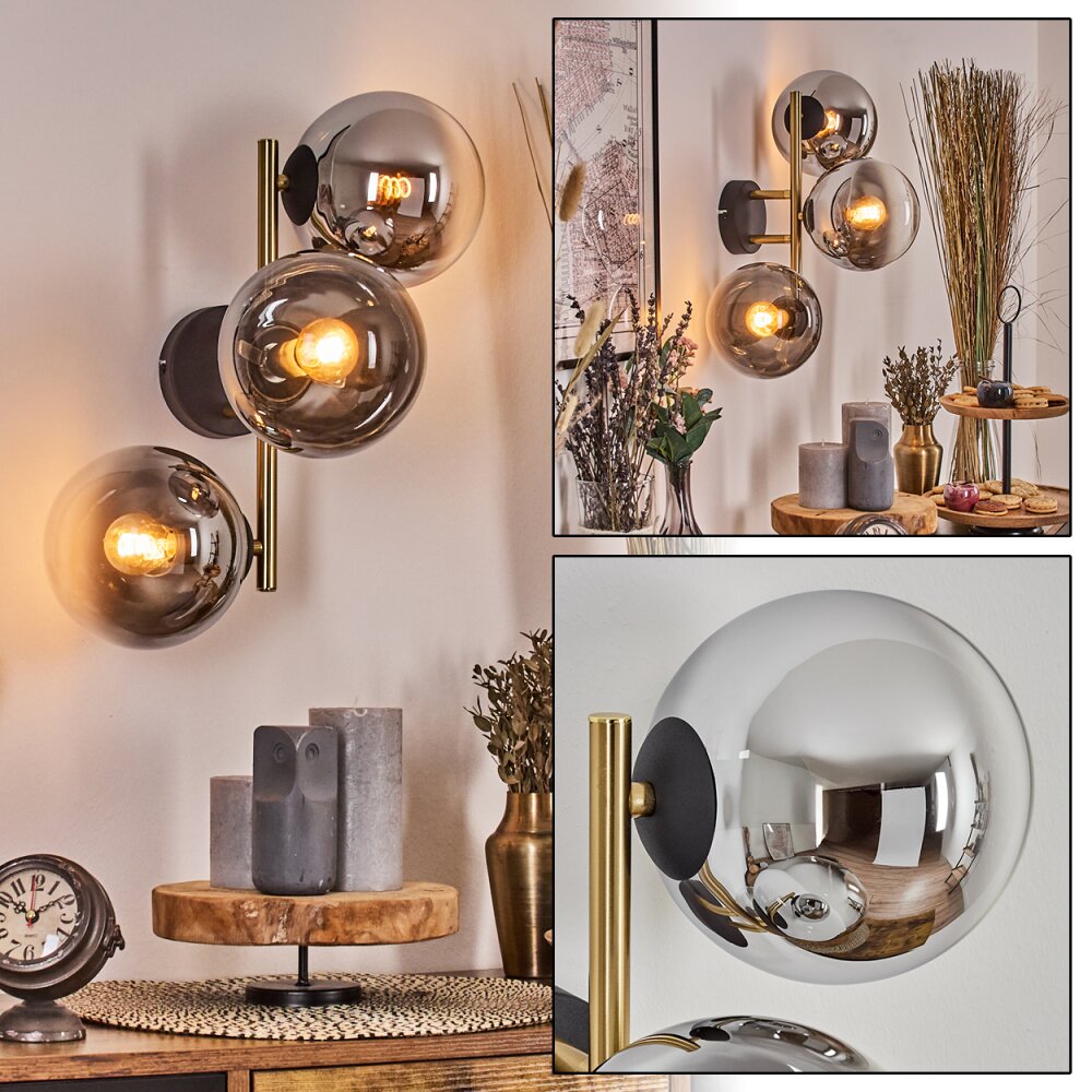 Gastor Luminarias esféricas, Apliques 42 cm dorado, Negro, 3 luces main product photo