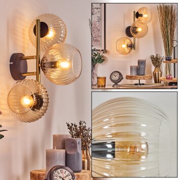 Koyoto Luminarias esféricas, Apliques dorado, Negro, 3 luces