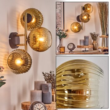 Ripoll Luminarias esféricas, Apliques dorado, Negro, 3 luces