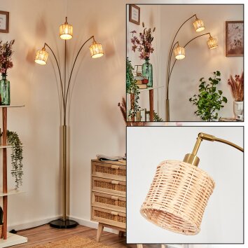 Cavaca Lámpara de pie Latón, Negro, 3 luces