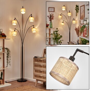Sabadim Lámpara de pie Cromo, Negro, 5 luces