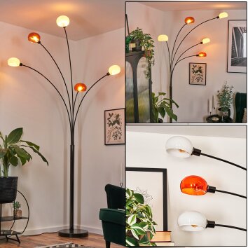 Nikkala Lámpara de pie Cromo, Negro, 5 luces