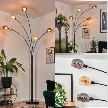 Nikkala Lámpara de pie Cromo, Negro, 5 luces
