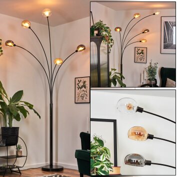 Nikkala Lámpara de pie Cromo, Negro, 5 luces