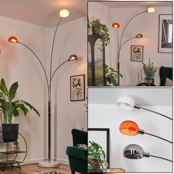 Nikkala Lámpara de pie Cromo, Blanca, 3 luces