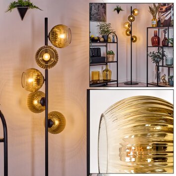 Koyoto Lámpara de pie 31 cm dorado, Transparente, 5 luces