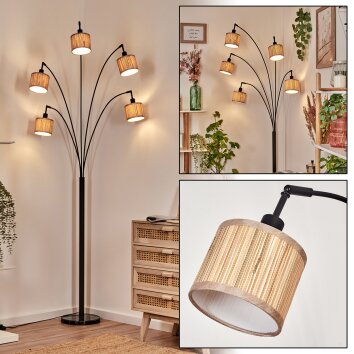 Bongal Lámpara de pie Negro, 5 luces Bongal Lámpara de pie Negro, 5 luces
