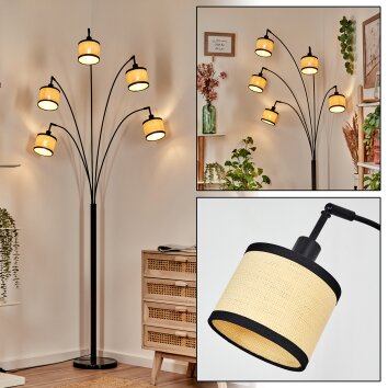 Chellas Lámpara de pie Negro, 5 luces