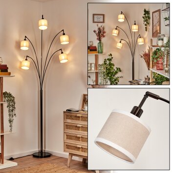 Bassagoda Lámpara de pie Cromo, Negro, 5 luces