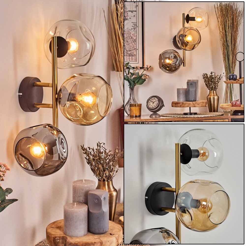 Ripoll Luminarias esféricas, Apliques dorado, Negro, 3 luces main product photo