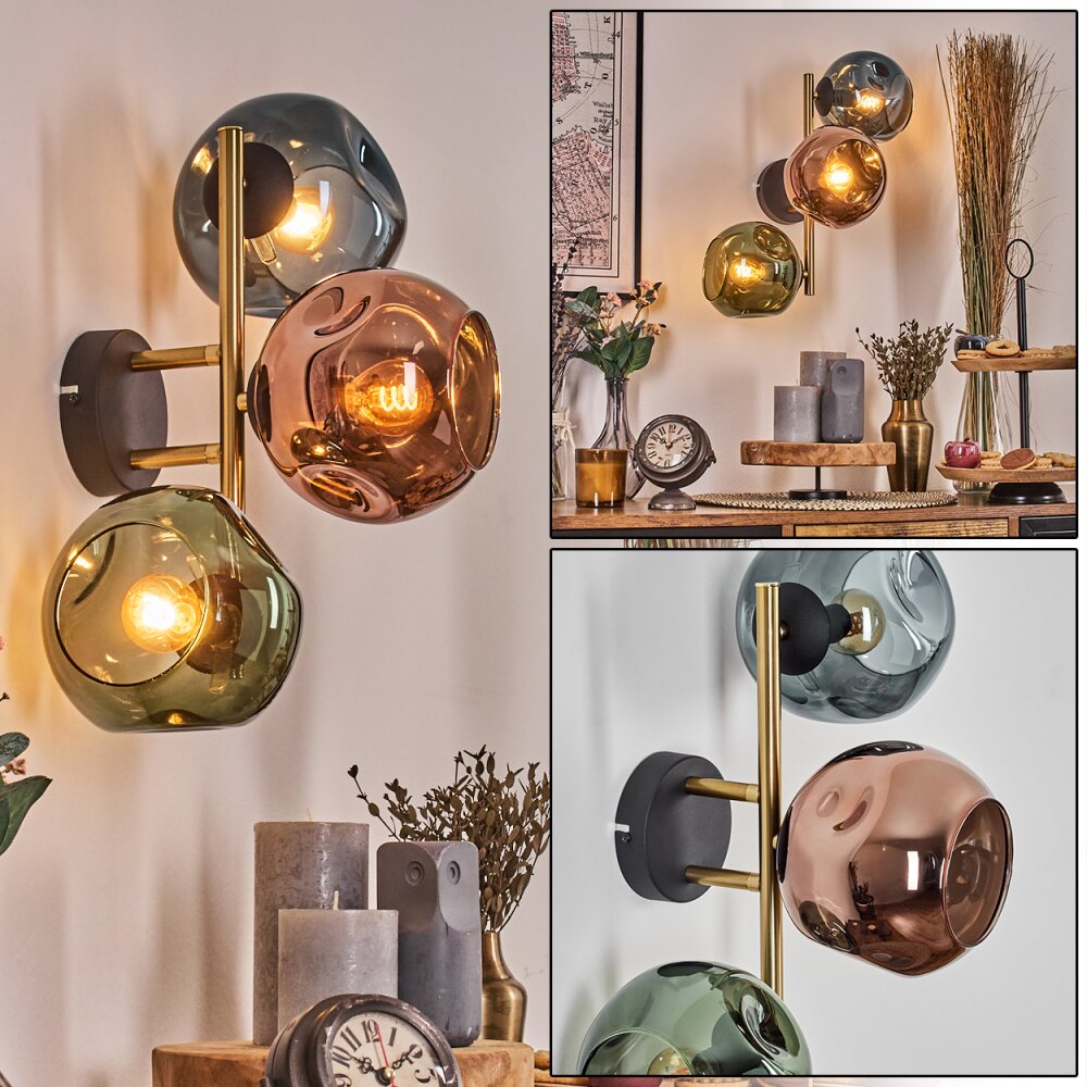 Ripoll Luminarias esféricas, Apliques dorado, Negro, 3 luces main product photo