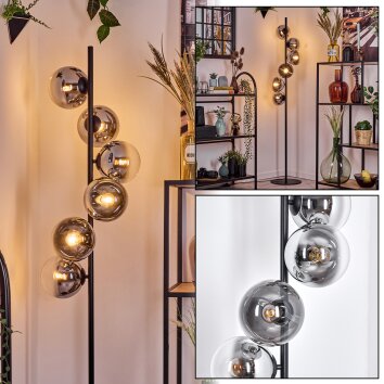Gastor Lámpara de pie Cromo, Transparente, Ahumado, 6 luces