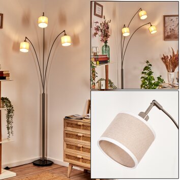 Bassagoda Lámpara de pie Níquel-mate, Negro, 3 luces Bassagoda Lámpara de pie Níquel-mate, Negro, 3 luces