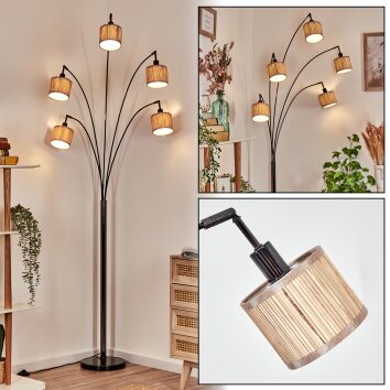 Bongal Lámpara de pie Cromo, Negro, 5 luces