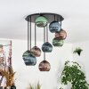 Koyoto Plafones, Luminarias esféricas 57 cm Azul, Verde, Color cobre, 9 luces