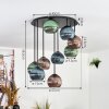 Koyoto Plafones, Luminarias esféricas 57 cm Azul, Verde, Color cobre, 9 luces