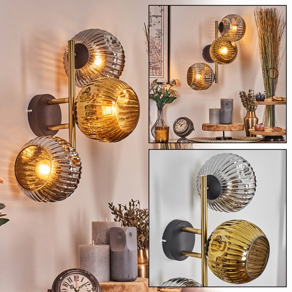 Ripoll Luminarias esféricas, Apliques dorado, Negro, 3 luces main product photo