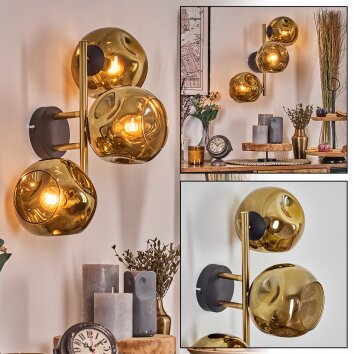 Ripoll Luminarias esféricas, Apliques dorado, Negro, 3 luces