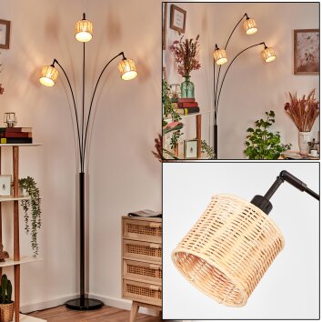 Cavaca Lámpara de pie Cromo, Negro, 3 luces