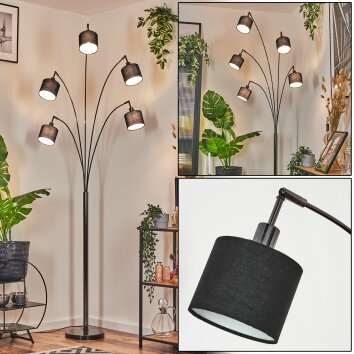 Bassagoda Lámpara de pie Cromo, Negro, 5 luces