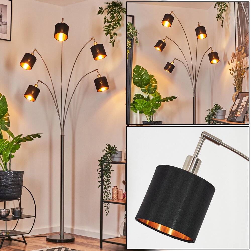 Alsen Lámpara de pie Níquel-mate, Negro, 5 luces main product photo