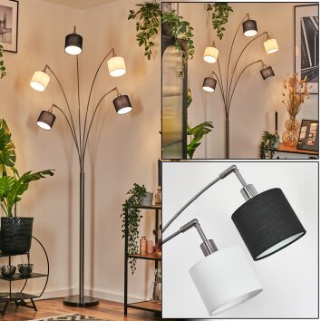 Bassagoda Lámpara de pie Níquel-mate, Negro, 5 luces Bassagoda Lámpara de pie Níquel-mate, Negro, 5 luces