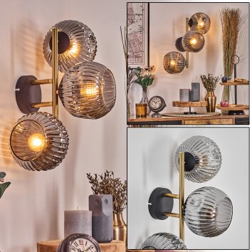 Ripoll Luminarias esféricas, Apliques dorado, Negro, 3 luces