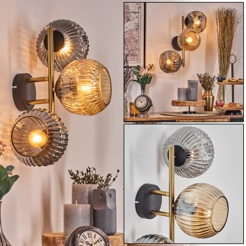 Ripoll Luminarias esféricas, Apliques dorado, Negro, 3 luces