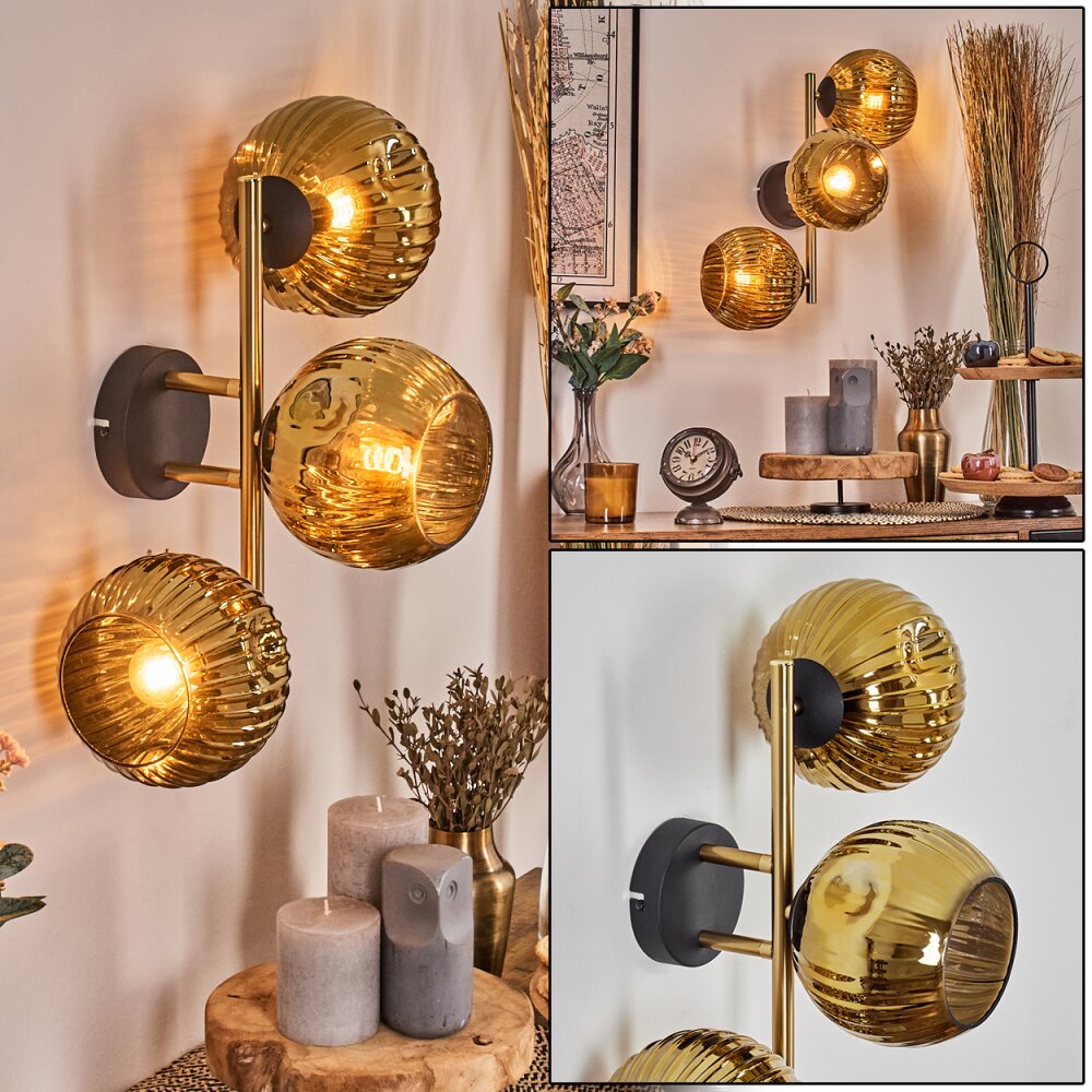 Ripoll Luminarias esféricas, Apliques dorado, Negro, 3 luces main product photo