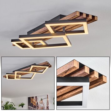 Ellekilde Plafones LED Negro, Blanca, 1 luz