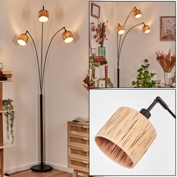 Granja Lámpara de pie Cromo, Negro, 3 luces