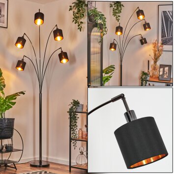 Alsen Lámpara de pie Cromo, Negro, 5 luces