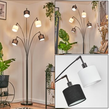 Bassagoda Lámpara de pie Cromo, Negro, 5 luces Bassagoda Lámpara de pie Cromo, Negro, 5 luces