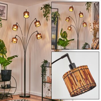 Cando Lámpara de pie Cromo, Negro, 5 luces