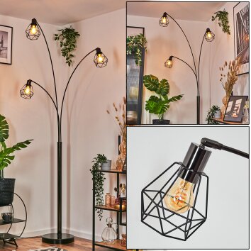 Yaak Lámpara de pie Cromo, Negro, 3 luces Yaak Lámpara de pie Cromo, Negro, 3 luces