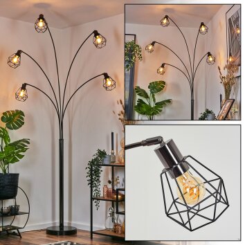 Yaak Lámpara de pie Cromo, Negro, 5 luces Yaak Lámpara de pie Cromo, Negro, 5 luces