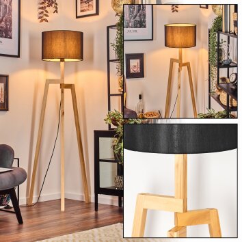 Soungou Lámpara de pie Crudo, Negro, 1 luz
