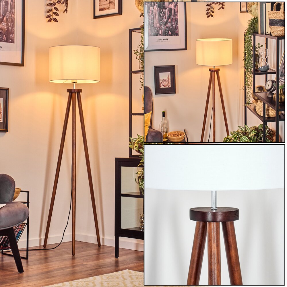 Soungou Lámpara de pie Cromo, Madera oscura, 1 luz main product photo